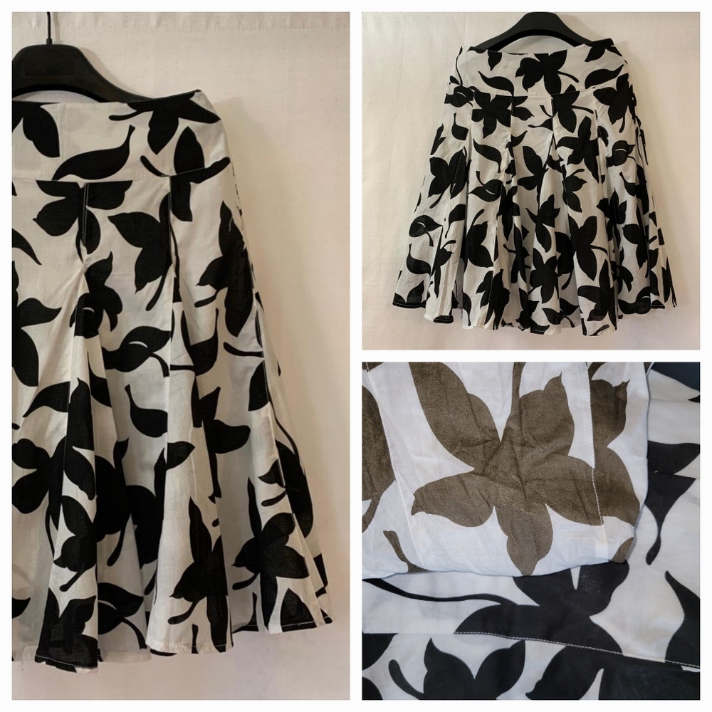 NWOT Sz8 Jessica Aline Flowing Flowery Print Linen-Style Skirt